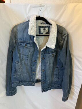 1 Sunset Lane Blue Denim Sherpa Lined Jacket XL